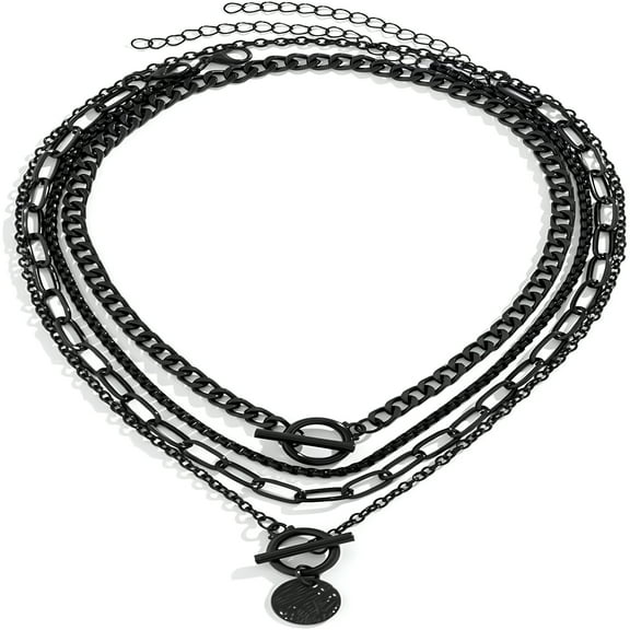 DESIGNICE Gold Layered Necklaces for Women Chunky Gold Necklace Herringbone Paperclip Chain Necklace Dainty Cuban Stacking Coin Heart Star Cross Pendant T Bar Necklace Gold Jewelry Gifts