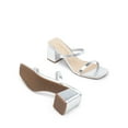 thumbnail image 3 of DREAM PAIRS Sandal Heels for Women Low Square Open Toe Block Chunky Heels Slip On Slides Mules for Party Homecoming Daily, 3 of 4