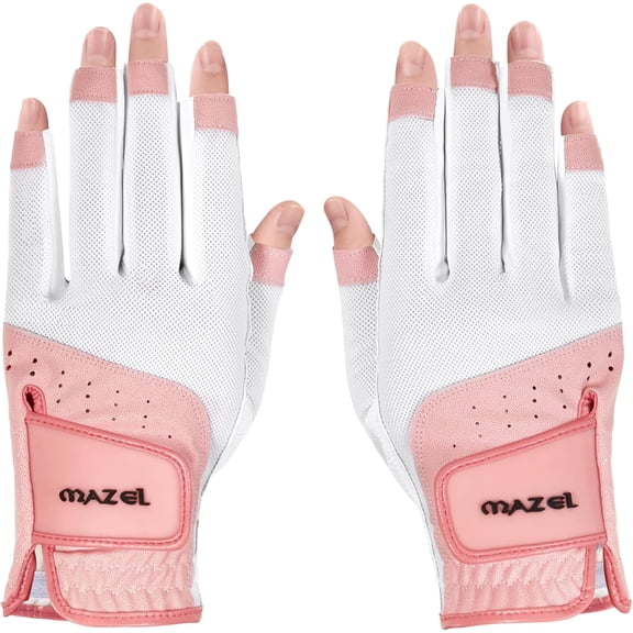Mazel Women's Fingerless Golf Gloves Breathable Sweat-Absorbing One Pair Size S