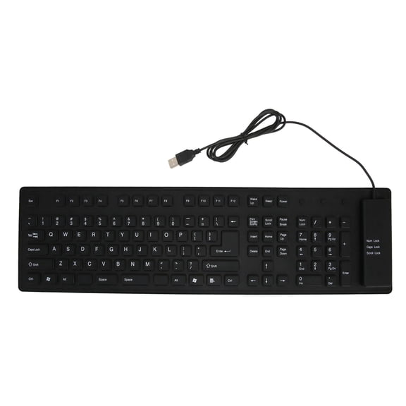 Compact Foldable Keyboard, 109 Keys, Soft,Touch Silicone, USB Connection, Easy To Carry Store