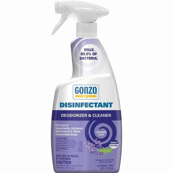 Gonzo Lavender Scent Disinfectant Deodorizer and Cleaner 24 oz. 1 pk