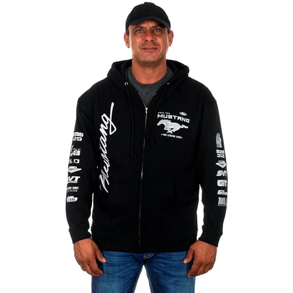JH Design Men's Ford Mustang Collage Zip Up Hoodie Sweatshirt Sm to 3x