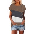 thumbnail image 2 of Camiseta de Manga Corta de las Mujeres de Cuello Redondo de Impresión Casual Top de las Señoras, Poliéster Ligero para el Hogar Diario Y Cómodo, 2 of 9