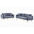 thumbnail image 2 of Easton Dark Gray Linen Sofa Loveseat Set with USB & Pockets, 2 of 9