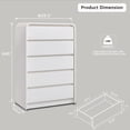 thumbnail image 2 of Cajonera, Cajonera para Recamara, Cómoda de 5 Cajones, Blanco Moderna Cómoda de Almacenamiento 30 Pulgada, Clóset Almacenamiento Blanco con 5 Cajones 75x40x114.5CM, 2 of 6