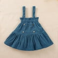 thumbnail image 6 of Odeerbi Toddler Girls Fall Winter Outfits Corduroy Skirt Set Round Neck Solid Color Long Sleeve Top + Suspender Skirt Set Toddler Clothes Blue, 6 of 9