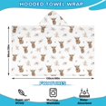 thumbnail image 2 of White Highland Cow Flower Pattern Hooded Bath Towel，60"x35" for Ages 3 To 12 Kids, Quick Dry Lightweight Soft Microfiber Hood Beach Towel Cover Up for Kids, 2 of 7