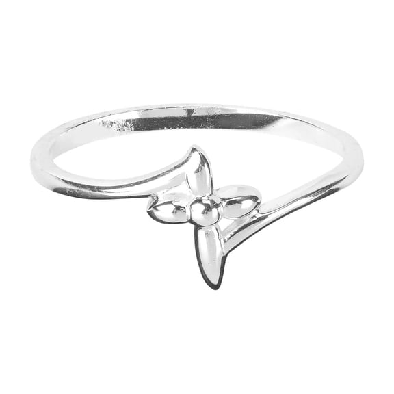 Dicksons 35-8362 Petal Cross with Swirl Style Band Silver Plated Metal Women's Fashion Ring, Size 4