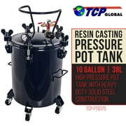 TCP Global 10 Gallon (38 Liters) Pressure Pot Tank for Resin Casting - Heavy Duty Powder Coated Pot with Air Tight Clamp On Lid, Caster Wheels, Regulator, Gauge - Use for Curing Resin in Casting Molds