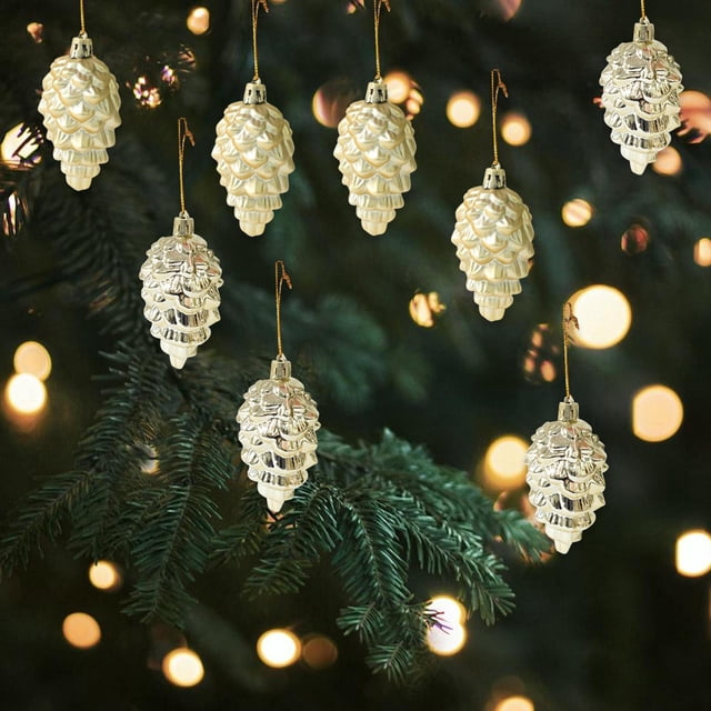 8 piezas de adornos colgantes de piña para de Navidad, adornos decorativos colgantes, bolas de Navidad, adornos para cumpleaños, corona para el