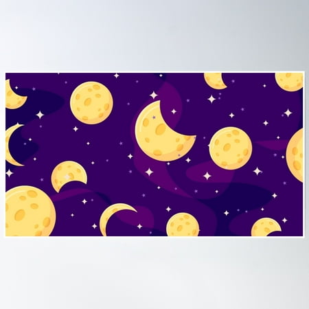Moon Print With Stars Poster Wall Art, Modern Wall Decor, 8x12 UNFRAMED