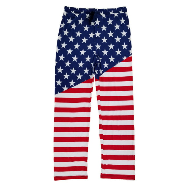 Bioworld - Mens US Flag Patriotic Stars & Stripes USA Knit Sleep Pants ...