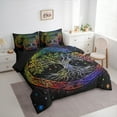 thumbnail image 3 of Manfei Hippie Life Tree Bedding Comforter Set 7-Piece for Kids, Vintage Bohemian Botanical King Bedding Sets, Galaxy Stars Print Reversible Bed Sheets, Breathable Home Decor, 3 of 7