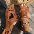 thumbnail image 2 of Women's Cutout Metal Accent Wedge Slide Sandals, Open-Toe Bohemian Platform Slip-On Summer Slippers, 2 of 9