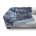 thumbnail image 2 of Landscape Soft Flannel Fleece Throw Blanket, Sunshine Sun Rays Breaking Through Huge Dark Clouds View Landscape Picture, Cozy Plush for Indoor and Outdoor Use, 50" x 60", Grey Blue, by Ambesonne, 2 of 5