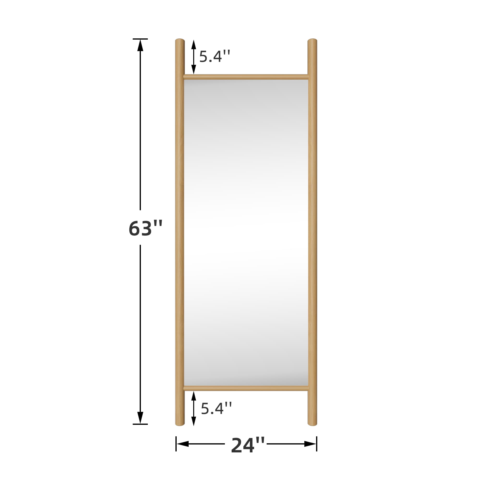 63"x24" Wood Full Length Mirror Ladder Rectangle Floor Mirror, Natural