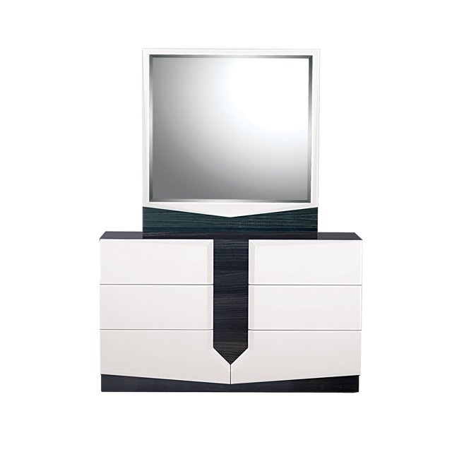 homeroots bed & bath 384010 White and Grey Mirror with Rectangular Wood Trim