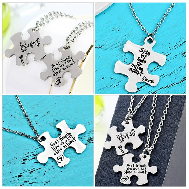 1 Set Chic Best Friend Necklaces Puzzle Stitching Friendship Necklaces for Girls Walmart Business Supplies