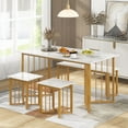 thumbnail image 3 of 4 Piece Dining Table Set with Bench and 2 Stools, 3 of 10