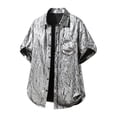 thumbnail image 5 of Tisuna Mens Shirts Short Sleeve Button Down Breathable Summer T-Shirts Mens Classic Collared Beach Shirts For Holiday Casual Wear Silver Size M, 5 of 6