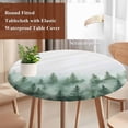 thumbnail image 3 of Country Mist Forest Round Tablecloth 36-44 Inch Round Fitted Table Cloth with Elastic Edge, Simple Watercolor Trees Landscape Waterproof Table Cover Protector for Outdoor Picnic Party Dining, 3 of 6