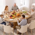 thumbnail image 2 of Blotout Extendable Round Dining Table, 43.3"-59" Expandable Oval Kitchen Table with Hidden Storage, Modern Wood Grain Pedestal Base, Dining Table for 4-8 People, 2 of 10