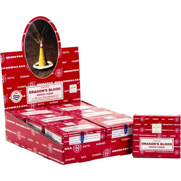 Satya DRAGON BLOOD DHOOP Cones, 144 Cones Box