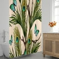 thumbnail image 3 of Peacock Feather Butterfly Shower Curtain for Bathroom Shower Curtain Set with 12 Hooks Waterproof Fabric Bath Curtain for Bathtub Restroom Decor, 72 X 72 in, 3 of 6
