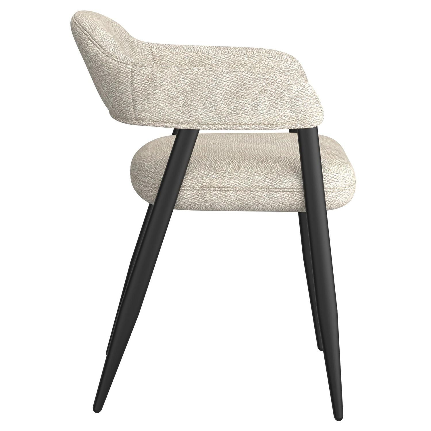 Contemporary Fabric and Metal Dining Chair, Set of 2 - Beige and Black