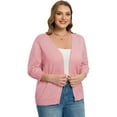 thumbnail image 3 of Women's Plus Size Cardigan Open Front Oversized Button Sweaters V Neck 3/4 Sleeve Knit Outwear, 3 of 5