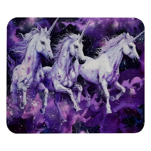 PhooArto Comfortable Mouse Pad Purple Galaxy White Unicorns Desktop Mousepad , 21 x 25 cm Mouse Mat, Non-Slip Rubber Base, Improves Speed and Precision