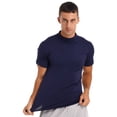 thumbnail image 2 of Xnihocha 3 Pack Men's Mock Neck Short Sleeve T-shirt Athletic Running Gym Workout Basic Tee Tops Blue XXL, 2 of 7