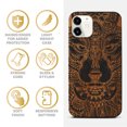 thumbnail image 4 of Case Yard Wooden Case for iPhone-12-Mini Soft TPU Silicone cover Slim Fit Shockproof Wood Protective Phone Cover for Girls Boys Men and Women Supports Wireless Charging Wolf Face Full Design, 4 of 7