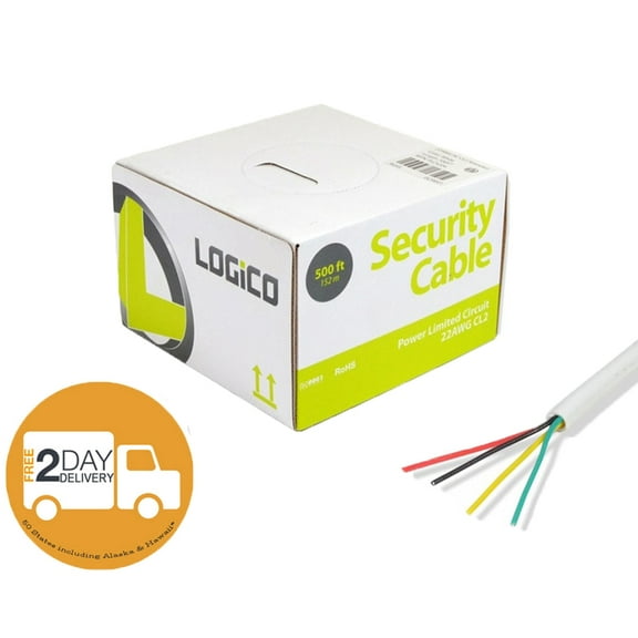 Security Wire Burglar Alarm 22/4 Cable 500FT Stranded White 500' Speaker Cable
