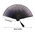 thumbnail image 3 of Vintage Bamboo Folding Fan - Handheld Floral Silk Fan with Tassel for Women, for Weddings, , Dancing & Summer Cooling, 3 of 5