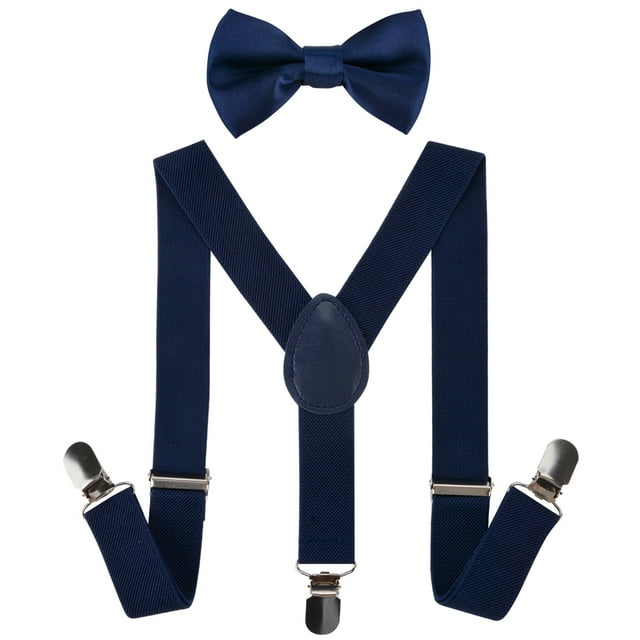 Children's Suspender Metal Clip Y Back Adjustable Elastic Suspenders Bow Tie Set