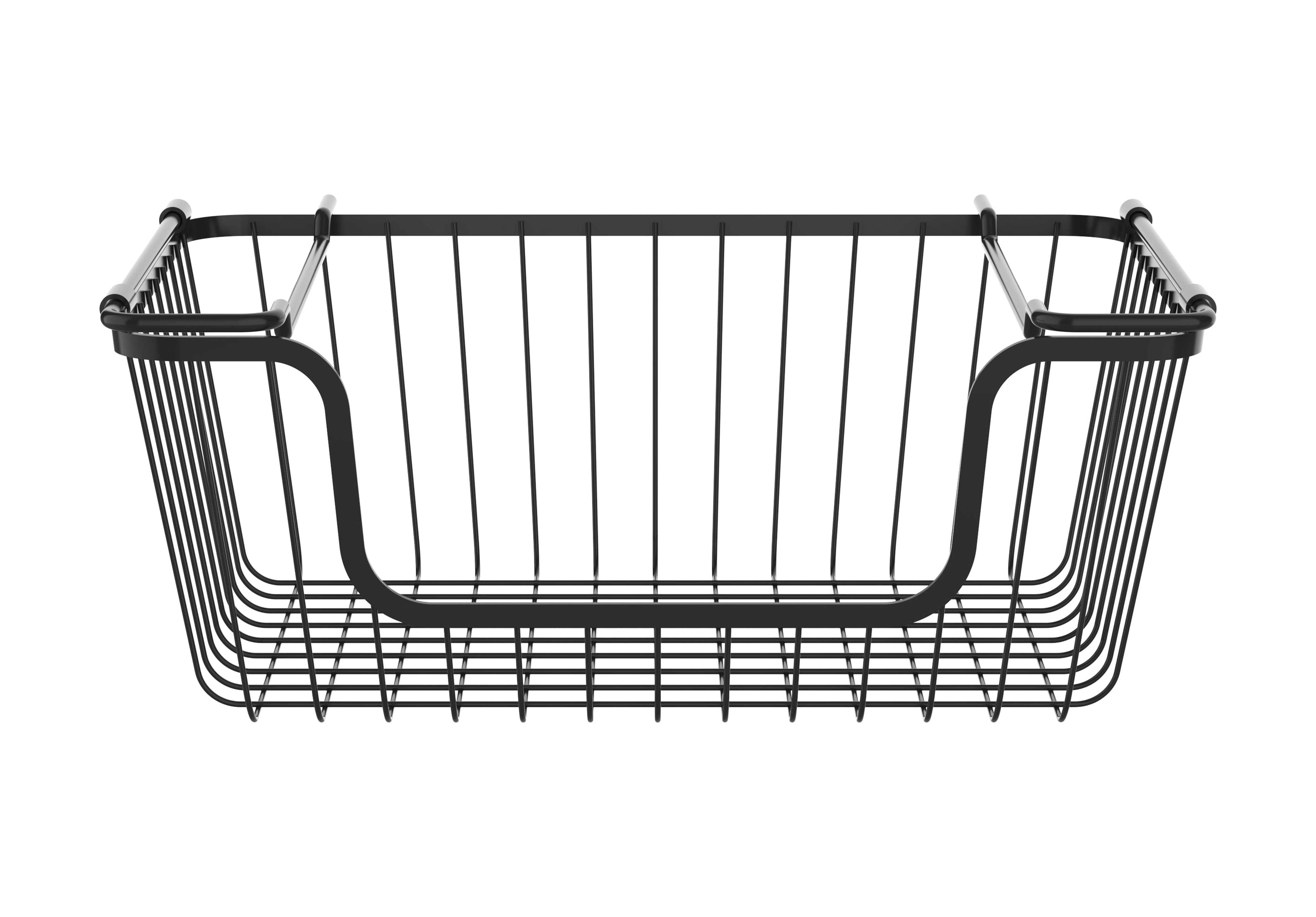 Oceanstar Stackable Metal Wire Storage Basket Set for Pantry, Countertop, Kitchen or Bathroom – Black, Set of 2