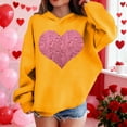 thumbnail image 5 of Fesfesfes Valentines Day Heart Print Hooded Pullover Long Sleeve Sweatshirt for Kids Boys Girls Casual Zip Up Hoodie with Pockets Cozy Fleece Tops for Children(Yellow,4 Years), 5 of 8