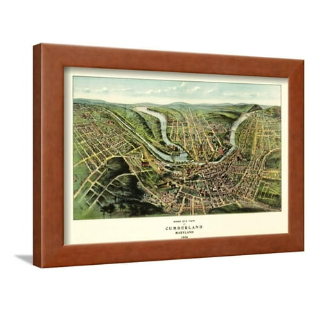 Standard Framed Panoramic Print - Cumberland, Maryland - Panoramic Map Framed Print Wall Art By Lantern Press