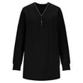 thumbnail image 6 of Fanxing Womens Plus Size Fall Tops 1/4 Zip Up Tunic Shirts Long Sleeve V Neck Casual Solid Color Oversized Curved Hem Comfy Blouses Black 4XL, 6 of 6