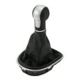 thumbnail image 1 of Perilla de cambio manual de 6 velocidades Unique Bargains con cubierta No.1P0711113 - Perilla de palanca de cambio para Seat Altea 2004-2020, plástico, cuero sintético, negro, tono plateado - 1 Pc, 1 of 6