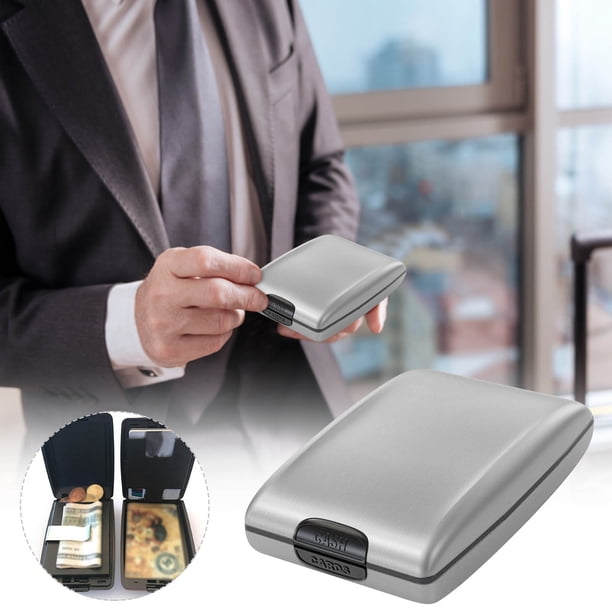 Xihbxyly Tarjetero de Aluminio con Protección Rfid y Nfc, Diseño Antimagnético, Gran Capacidad para 6 Tarjetas, Billetera Delgada y Resistente, Resistente Al Agua, Tamaño 30 X 105 X 70 Mm.