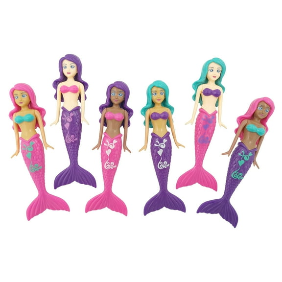 Banzai Magical Mermaids Dive Game 6-Pack of Colorful Underwater Pool Toys
