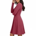thumbnail image 4 of Xdegoge Knit Ribbed Dress for Women Long Sleeve A Line Midi Dresses with Crew Neck and Fitted Waist, Casual Office Wear, 4 of 7
