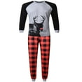 thumbnail image 3 of Ensembles de Pyjamas Assortis pour la Famille Pyjamas de Noël Imprimés de Cerfs de Dessin Animé avec Bas à Carreaux, 3 of 7