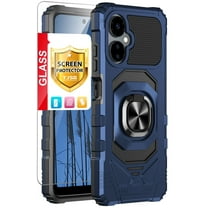 TJS for Boost Mobile Celero 5G 2024 (3rd Version) Phone Case, with Tempered Glass Screen Protector, [Military Grade] Magnetic Support Car Mount Metal Ring Holder Cover for Celero3 5G (Blue)