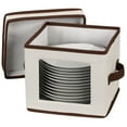 thumbnail image 5 of Household Essentials China Plate Storage Box, Holds 12 Dessert Plates or Bowls, Windowed Panel, Sturdy Frame and Reinforced Handles, Felt Cushions, Fully Removable Lid, 5 of 8