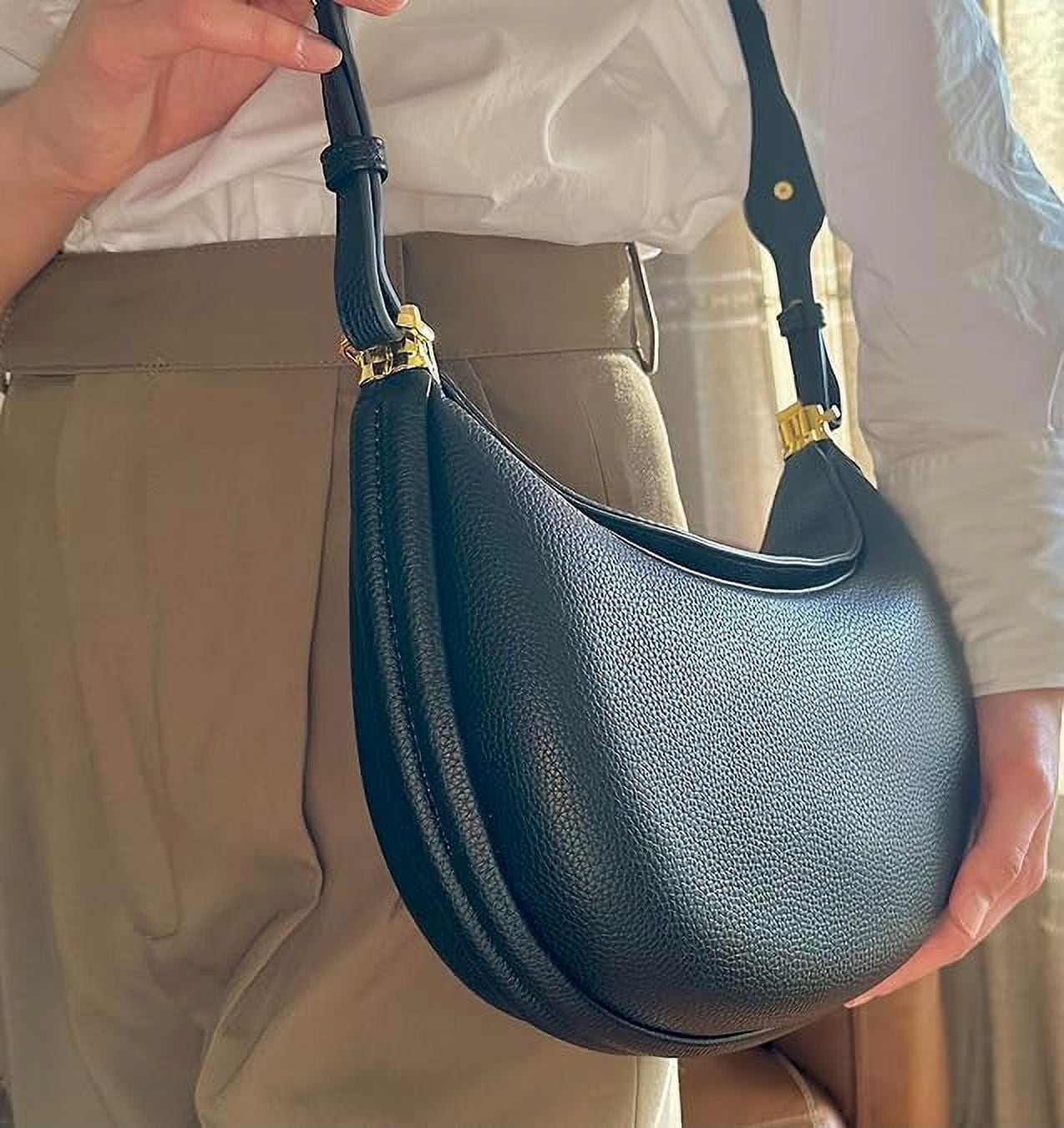 PU Leather Crescent Bag Crossbody Purses for Women Luna Bag 4 In 1 Cute Shoulder Bag Half Moon Bag Hobo Clutch Purse