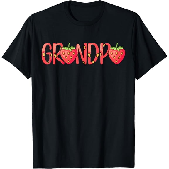Retro Strawberry Grandpa Graphic T-Shirt Cute Fruit Red Berry Men's Summer Tee Gift for Grandfather