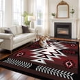 thumbnail image 3 of Red Pattern Retro Bohemian Washable Living Room Rugs 8'x10', Square Abstract Geometric Low Pile Throw Large Area Rug Non-Slip Sturdy Edge Binding Carpet for Bedroom Dining Room Office, 3 of 9